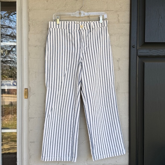 J. Crew Slim Wide-Leg Navy/Ivory Striped Jeans Size 28 - Picture 6 of 16